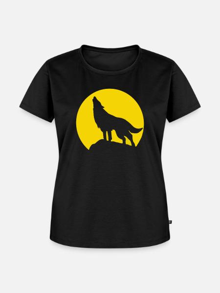 Mondsilhouette Wolfheulen - Frauen Premium Bio T-Shirt - Schwarz