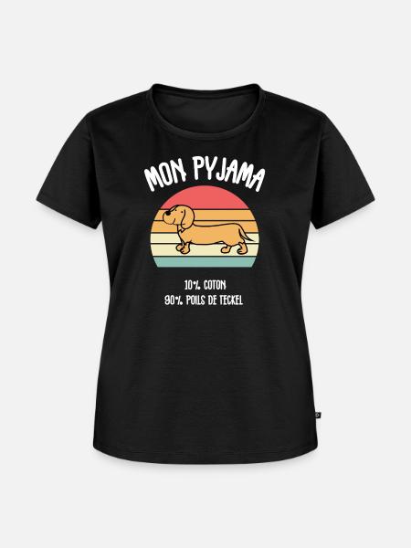 Dackelhund-Pyjama-Humor - Frauen Premium Bio T-Shirt - Schwarz