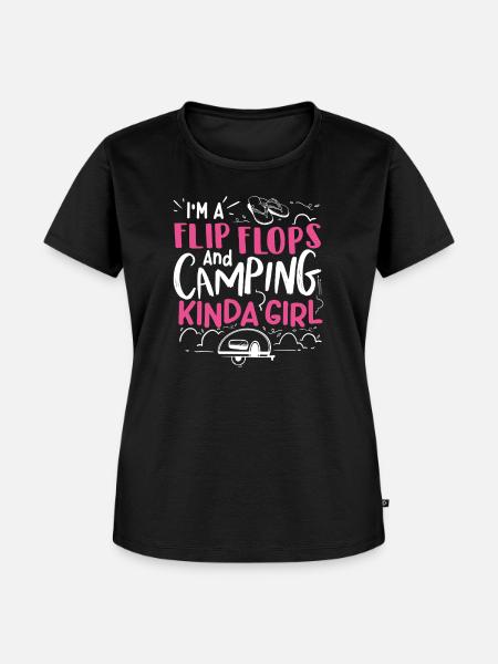 Flip-Flops-Camping-Mädchen - Frauen Premium Bio T-Shirt - Schwarz