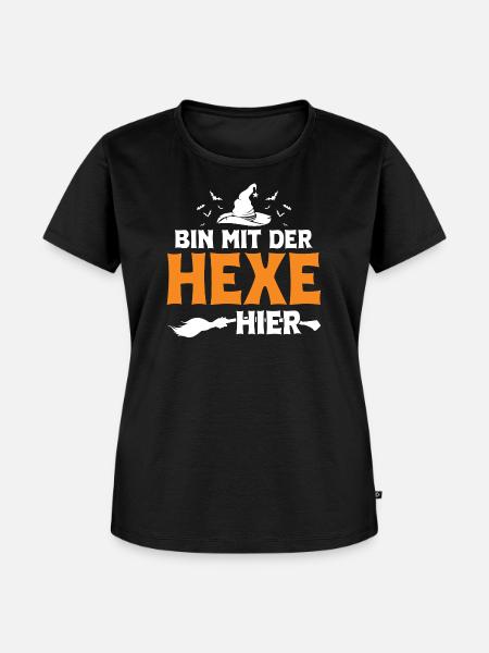 Bin mit der Hexe hier - Frauen Premium Bio T-Shirt - Schwarz