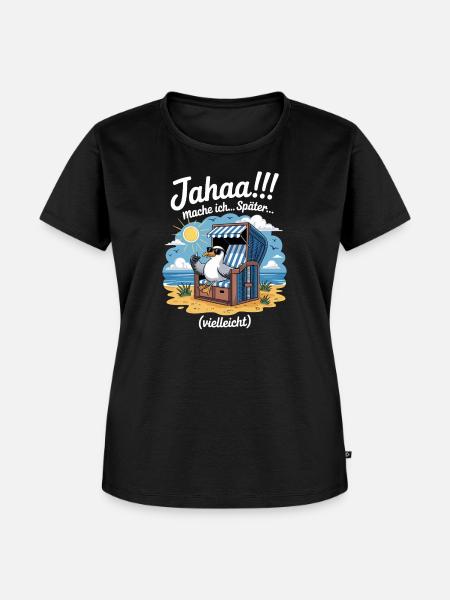 Jahaa mache ich spaeter vielleicht Moewe - Frauen Premium Bio T-Shirt - Schwarz