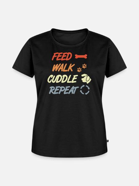 Feed Walk Cuddle Repeat – Hundeliebe - Frauen Premium Bio T-Shirt - Schwarz