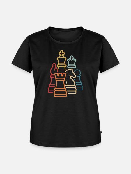 Schach Retro Schachfiguren Schachspieler - Frauen Premium Bio T-Shirt - Schwarz