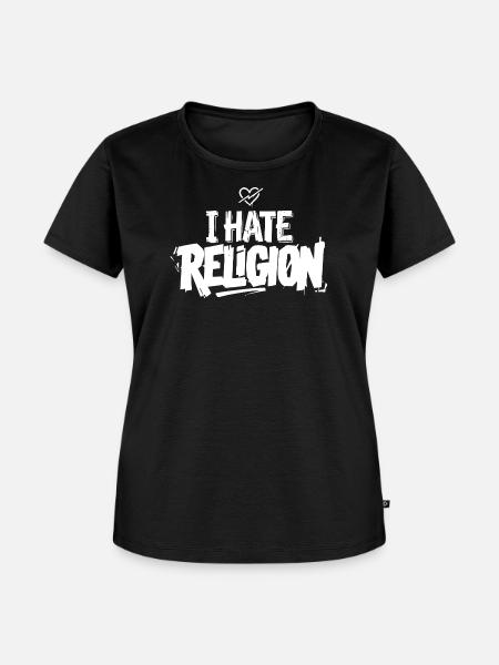 i hate religion - Frauen Premium Bio T-Shirt - Schwarz