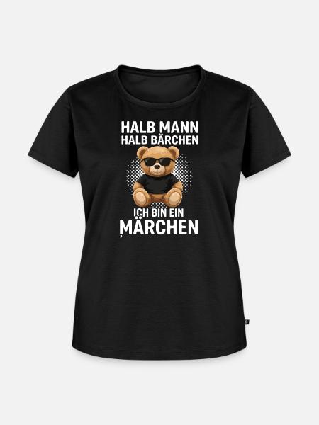 Halb Mann Halb Bärchen Märchenheld - Frauen Premium Bio T-Shirt - Schwarz
