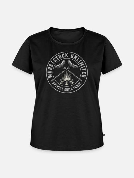 Wurststock Grill - Frauen Premium Bio T-Shirt - Schwarz