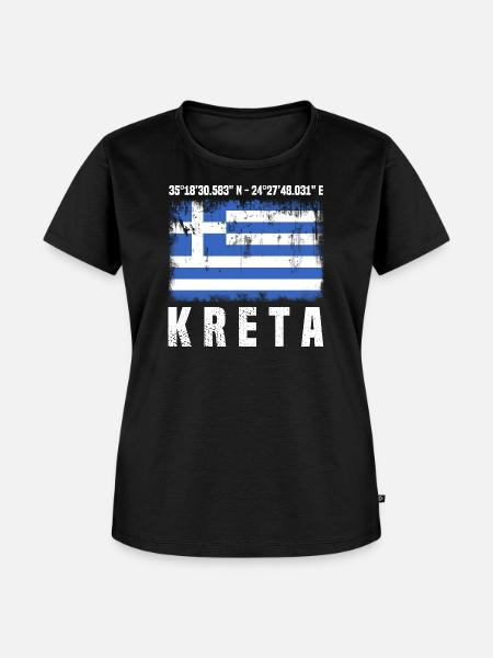 Kreta Koordinaten - Frauen Premium Bio T-Shirt - Schwarz