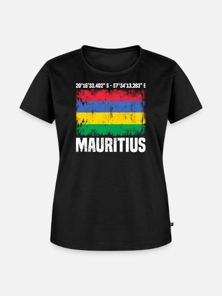 Mauritius Koordinaten - Frauen Premium Bio T-Shirt - Schwarz
