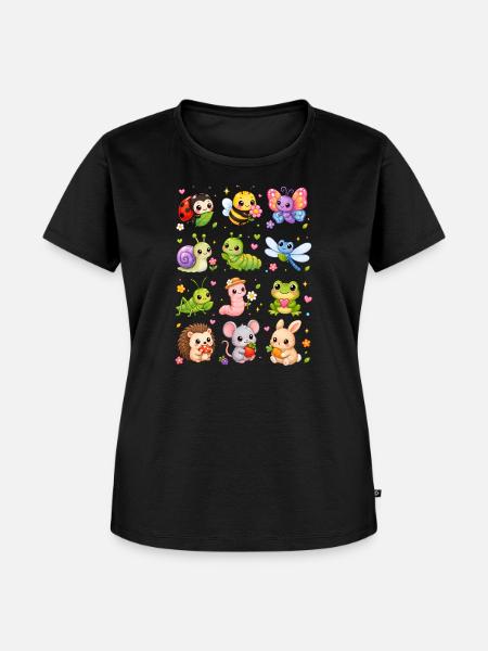 Kawaii Gartentiere | Insekten & Natur - Frauen Premium Bio T-Shirt - Schwarz