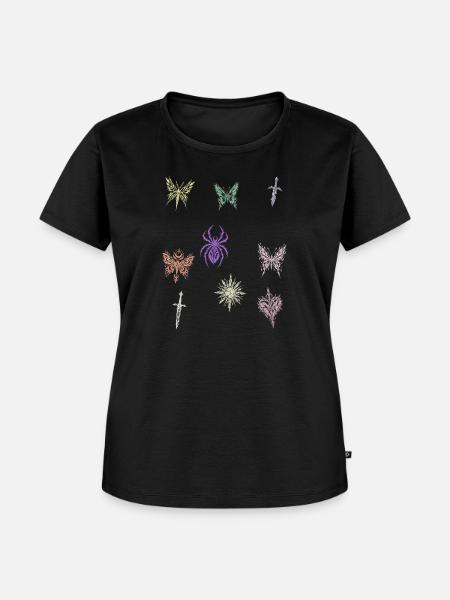 Pastellfalter Muster Kollektion - Frauen Premium Bio T-Shirt - Schwarz