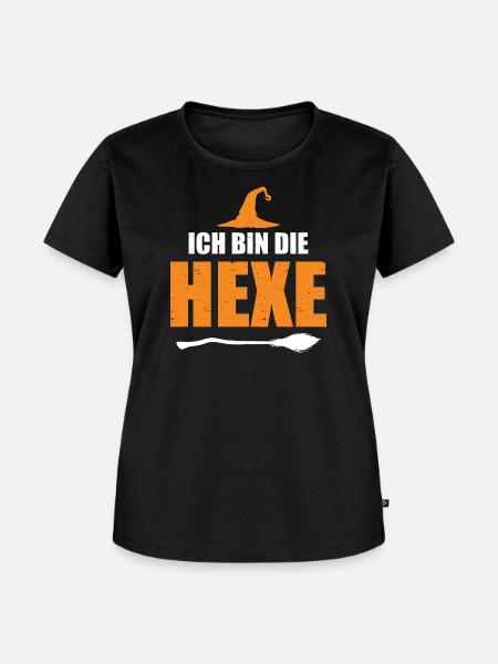Halloween German Text Witch - Frauen Premium Bio T-Shirt - Schwarz
