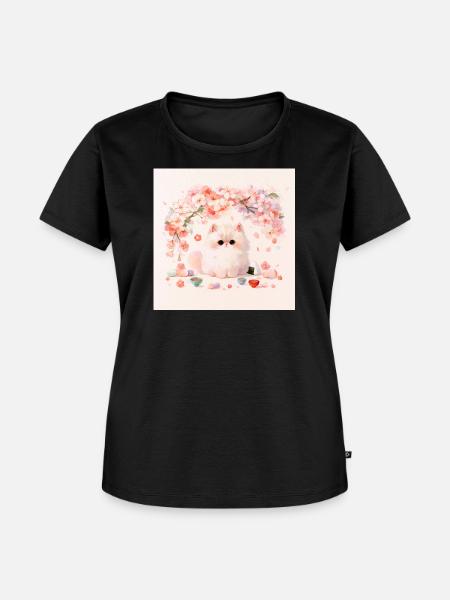 Pastel Kitten Frühlingsblumen - Frauen Premium Bio T-Shirt - Schwarz