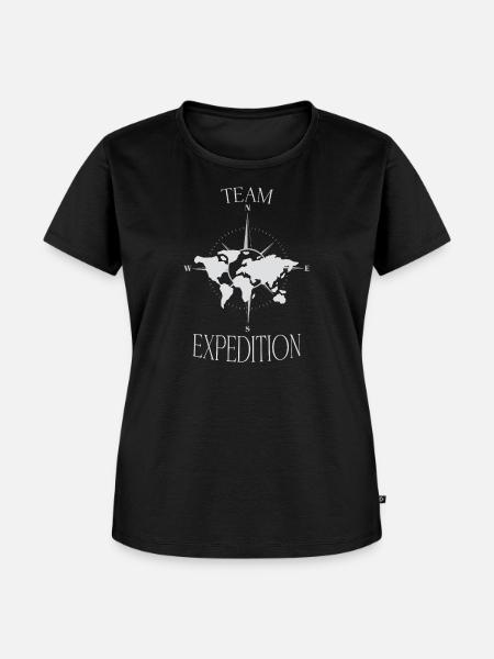 Team Expedition Kompass Weltkarte Wander - Frauen Premium Bio T-Shirt - Schwarz
