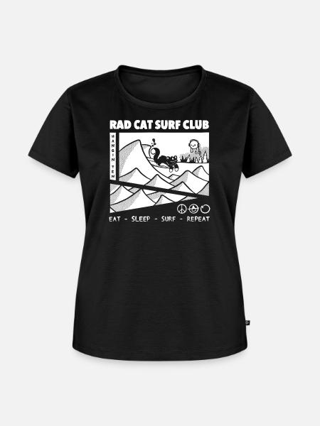 Rad Cat Surf Club Comic-Panel-Design - Frauen Premium Bio T-Shirt - Schwarz