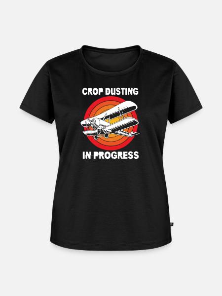 Crop Duster Flugzeug Pilot - Frauen Premium Bio T-Shirt - Schwarz