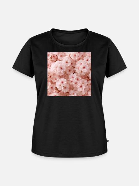 Kirschrosa zarte Blumen - Frauen Premium Bio T-Shirt - Schwarz