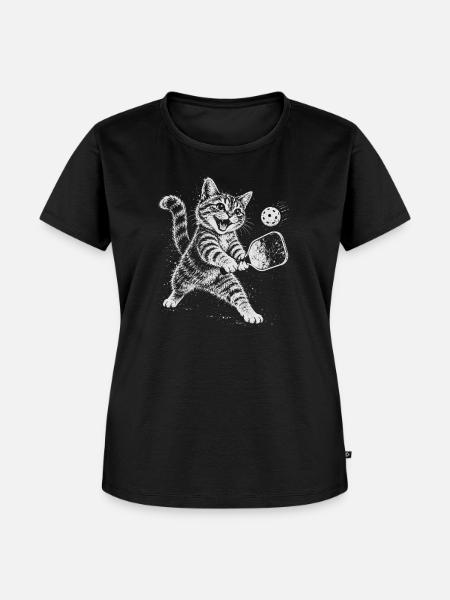 Katzenkraftball im All - Frauen Premium Bio T-Shirt - Schwarz