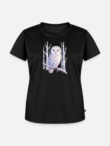 PolygonEule im Pastellwald - Frauen Premium Bio T-Shirt - Schwarz