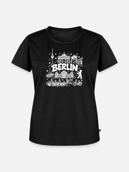 Berlin - Hauptstadt mit Sehenswürdigkeiten - Frauen Premium Bio T-Shirt - Schwarz