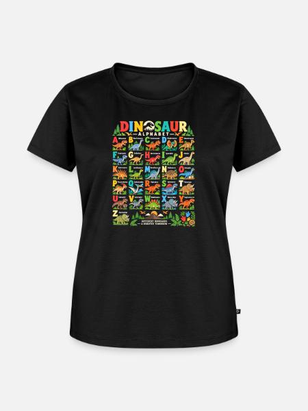 Dino Alphabet Lernshirt - Frauen Premium Bio T-Shirt - Schwarz