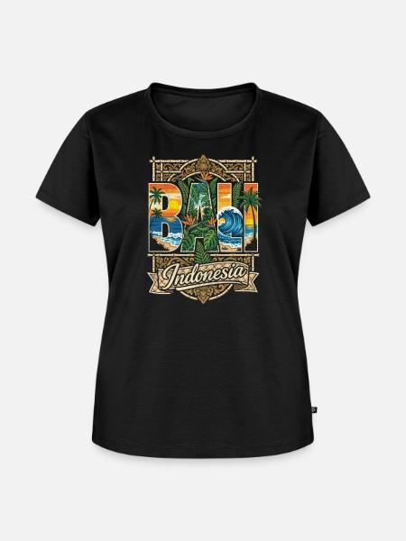 Bali Indonesia Buchstaben - Frauen Premium Bio T-Shirt - Schwarz