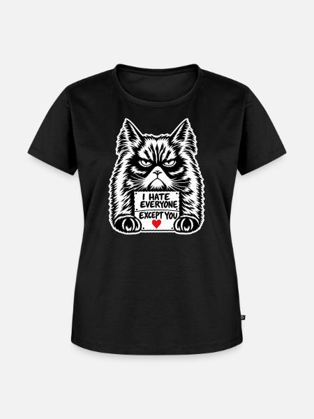 Moody Feline Herzzeichen-Tee - Frauen Premium Bio T-Shirt - Schwarz