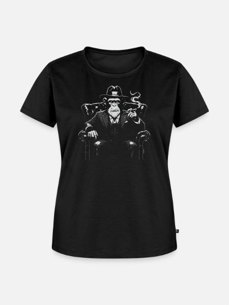 Mafia-Affe rauchende Zigarre - Frauen Premium Bio T-Shirt - Schwarz