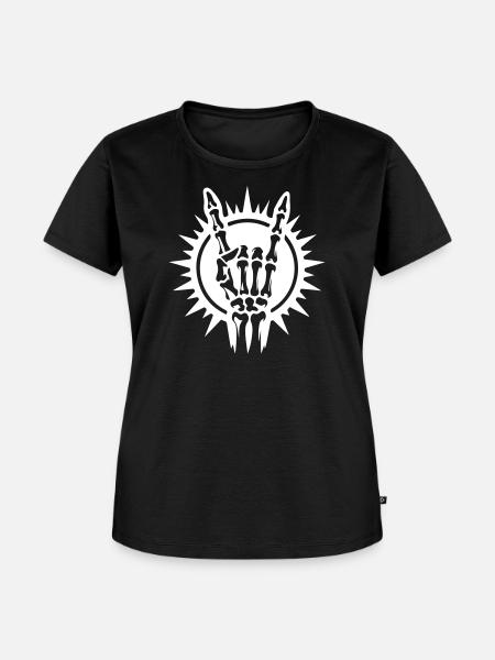 Skeletthand Rock Symbol Strahlen Weiß - Frauen Premium Bio T-Shirt - Schwarz