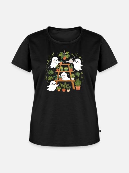 Niedliche Geister Beim Gärtnern Mit - Frauen Premium Bio T-Shirt - Schwarz