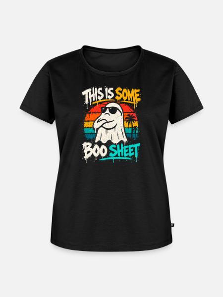 Boo Sheet Geist mit Sonnenbrille - Frauen Premium Bio T-Shirt - Schwarz