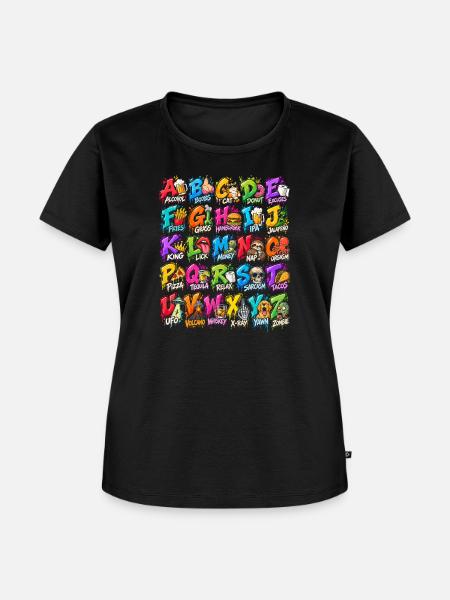 Graffiti Alphabet Farbexplosion - Frauen Premium Bio T-Shirt - Schwarz
