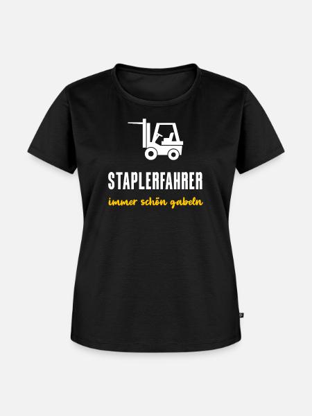 Staplerfahrer Geschenk Immer schön gabeln - Frauen Premium Bio T-Shirt - Schwarz