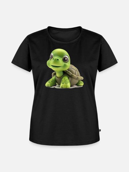 Fröhliche Grüne Schildkröte - Frauen Premium Bio T-Shirt - Schwarz
