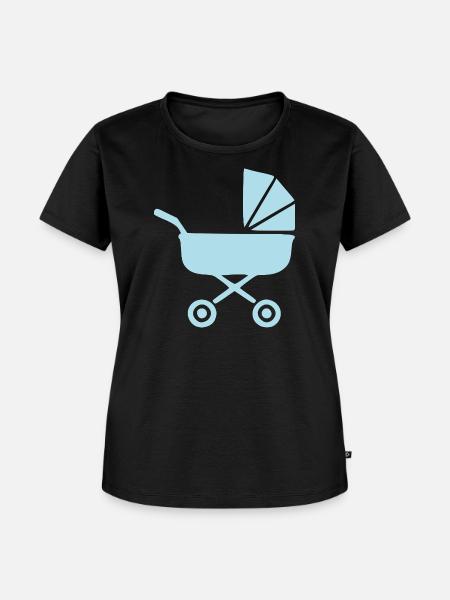 Blauer Kinderwagen Baby Geburt Geschenk  - Frauen Premium Bio T-Shirt - Schwarz