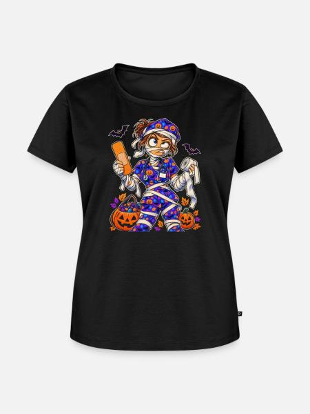 Halloween-Mumie Medizinerin - Frauen Premium Bio T-Shirt - Schwarz
