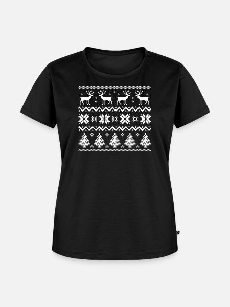 Frohe Weihnachten Muster 4 - Frauen Premium Bio T-Shirt - Schwarz