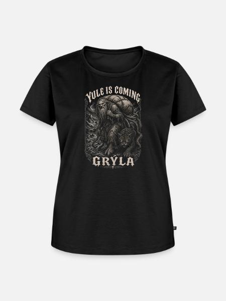 Isländische Weihnachtsfolklore Grýla - Frauen Premium Bio T-Shirt - Schwarz