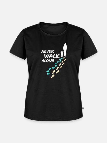 Never Walk Alone Pfotenspuren - Frauen Premium Bio T-Shirt - Schwarz