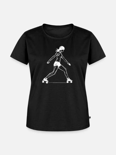 Rollschuh Mädchen Zeichnung - Frauen Premium Bio T-Shirt - Schwarz
