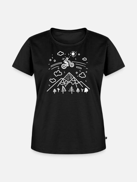 Mountainbiking Skizze - Frauen Premium Bio T-Shirt - Schwarz