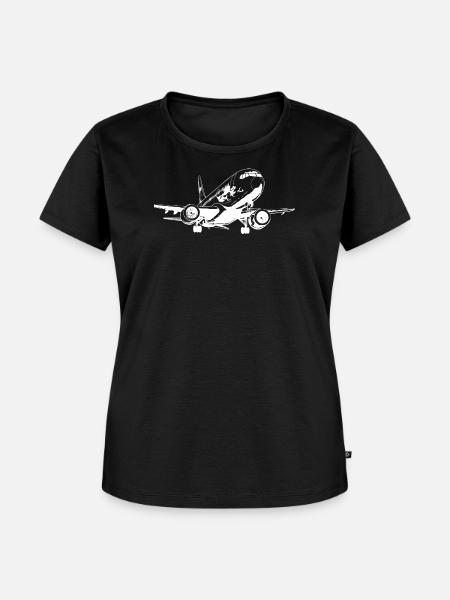 Flugzeug Zeichnung - Frauen Premium Bio T-Shirt - Schwarz