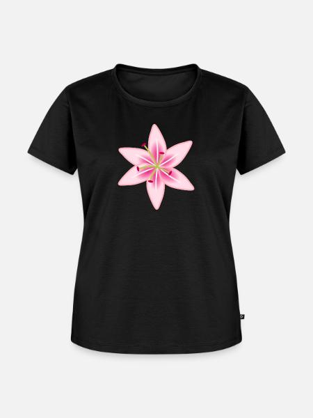 Rosa Lilien-Blumenillustration - Frauen Premium Bio T-Shirt - Schwarz