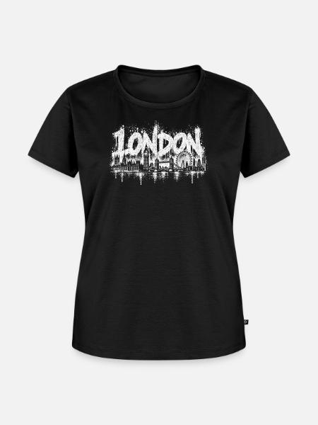 Londons Skyline Graffiti - Frauen Premium Bio T-Shirt - Schwarz