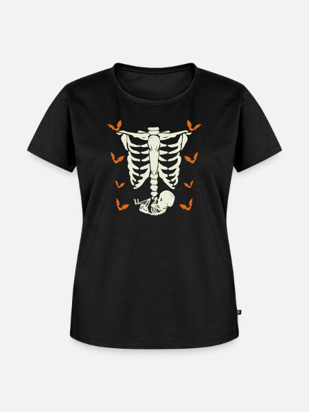 Funny Halloween Pumpkin Pregnancy - Frauen Premium Bio T-Shirt - Schwarz