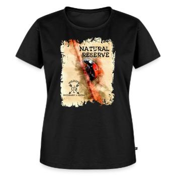 Serie "NATURE RESERVE" - Marienkäfer - Frauen Premium Bio T-Shirt - Schwarz - Vorne - Selfina (174cm)