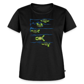 Schwimmer drehen Turtle Swim - Frauen Premium Bio T-Shirt - Schwarz - Vorne - Selfina (174cm)