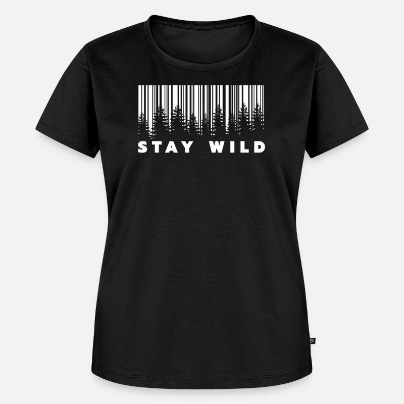 Stay Wild Forest Barcode  - Frauen Premium Bio T-Shirt - Schwarz
