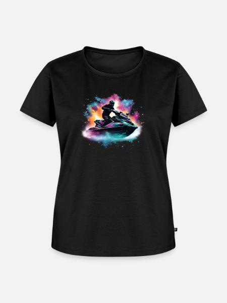 Per Jetski durch die Galaxis - Frauen Premium Bio T-Shirt - Schwarz