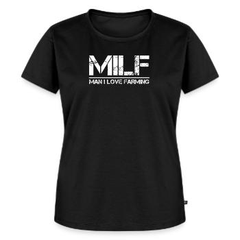 Funny Farm: Man I Love Farming - Women's Premium Organic T-shirt - black - Front - Selfina (174cm)