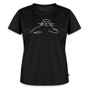 Seehund Seehunde Robbe Robben Tiere - Frauen Premium Bio T-Shirt - Schwarz - Vorne - Selfina (174cm)